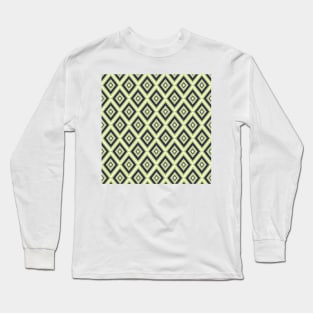 Blue and green diamond motif pattern Long Sleeve T-Shirt